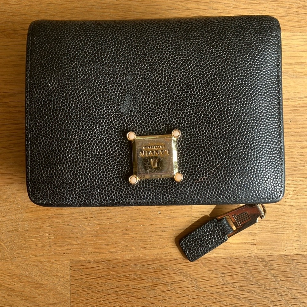 Lanvin black leather wallet used